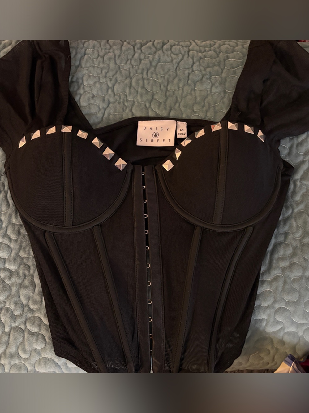 Hot Topic Black Studded Bustier Top